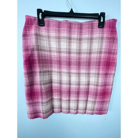 RARE Tommy Hilfiger Pink Tartan Plaid Wool Pleated Skirt Size 10 - Picture 10 of 14